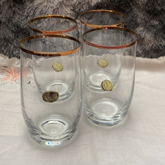 1980 Bohemian Crysalex Geneva old Fashion Gold Rim Whiskey High Ball Glasses. - Picture 2 of 16